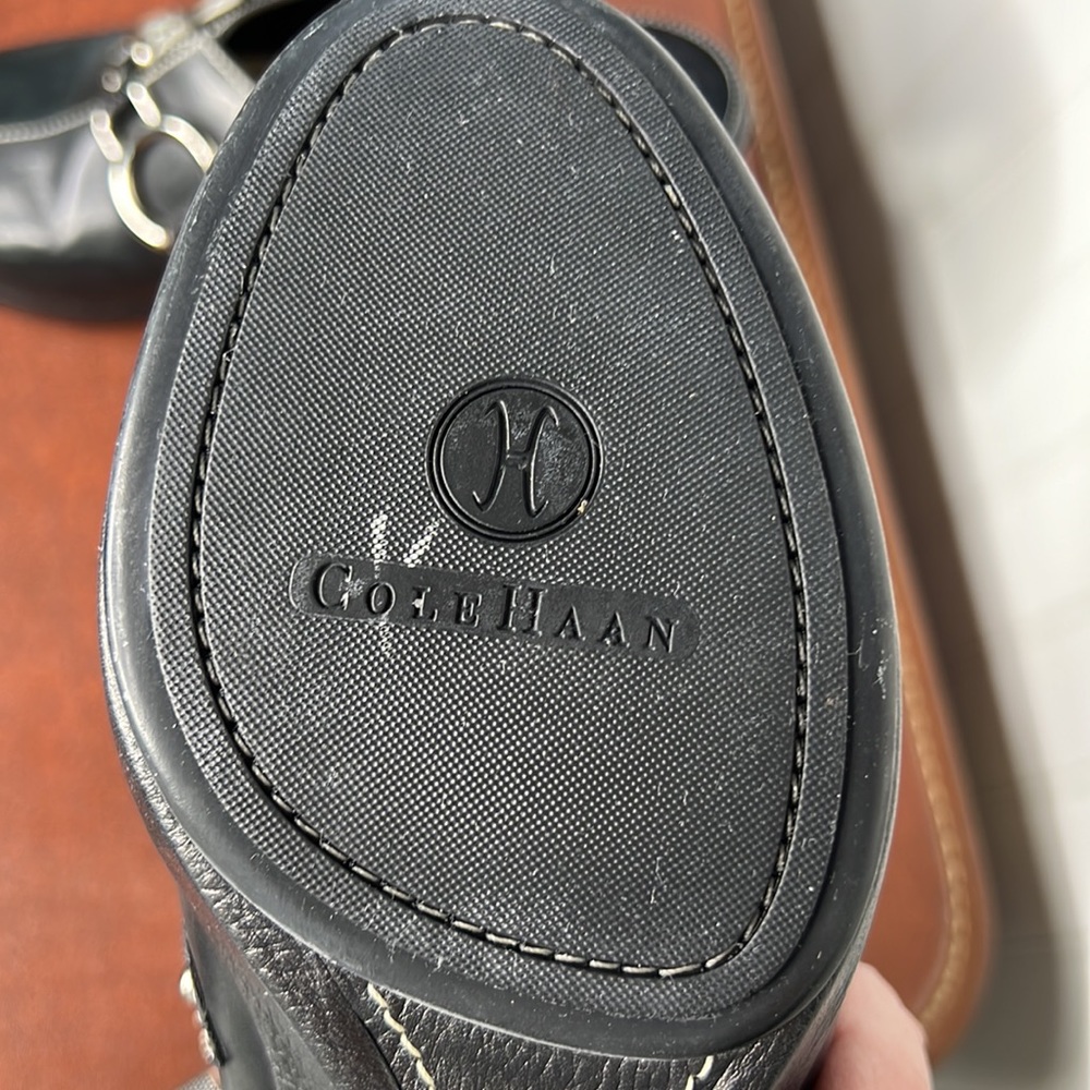 - Cole Haan Black Slip On Wedge Mules Size 9B - Picture 11 of 16